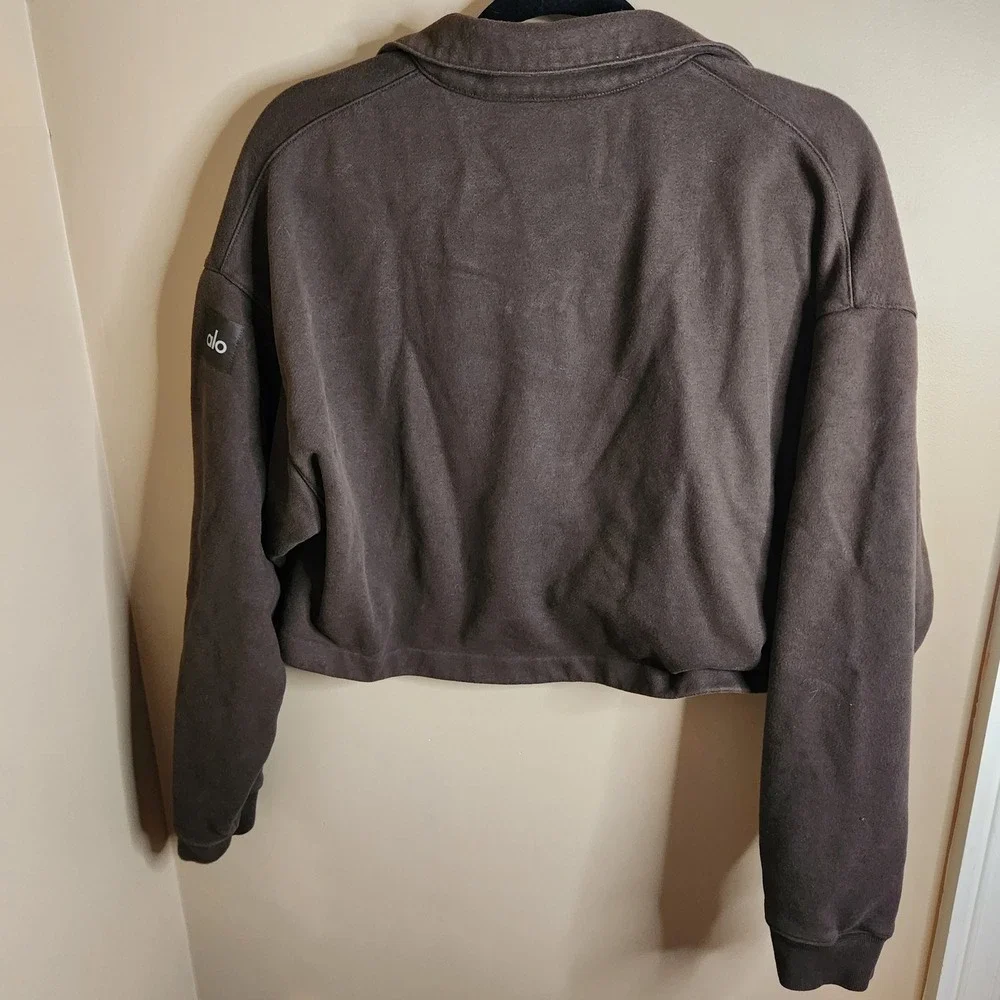 Alo Yoga Renown Jacket Brown Cropped Button Up Jacket Small